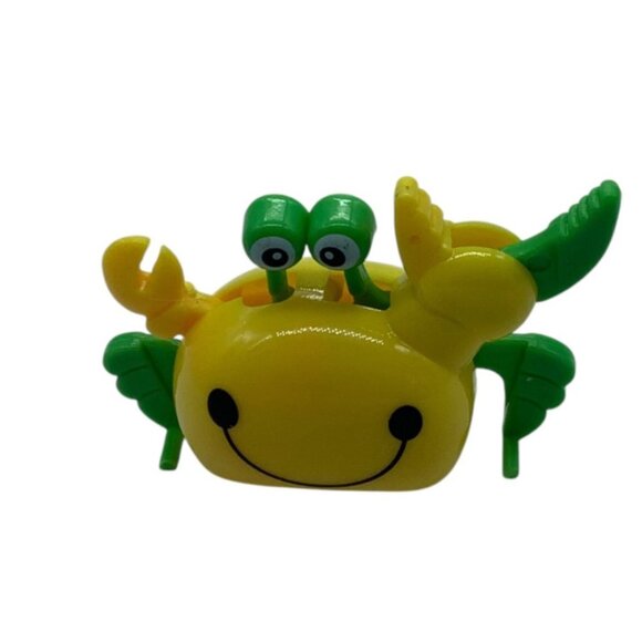 Vtg Crab Wind Up Toy Yellow Green Bright Side Walker Ocean - Picture 4 of 6